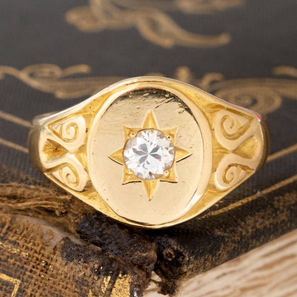 Antique Diamond Signet Ring, English