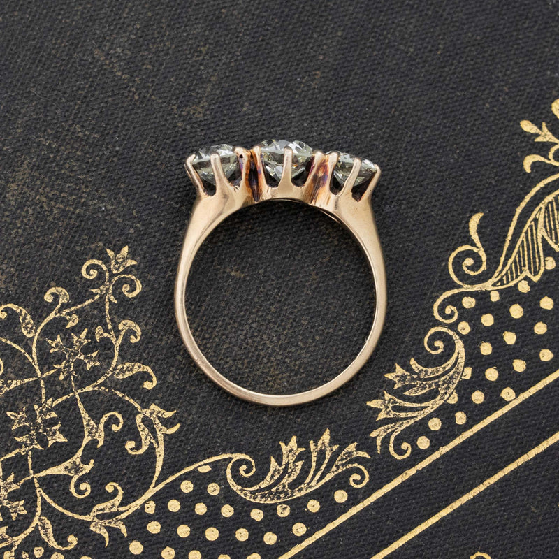 2.35ctw Vintage Old European Cut Diamond Trilogy Ring