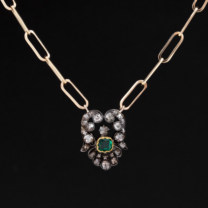 .94ctw Antique Diamond & Emerald Conversion Pendant