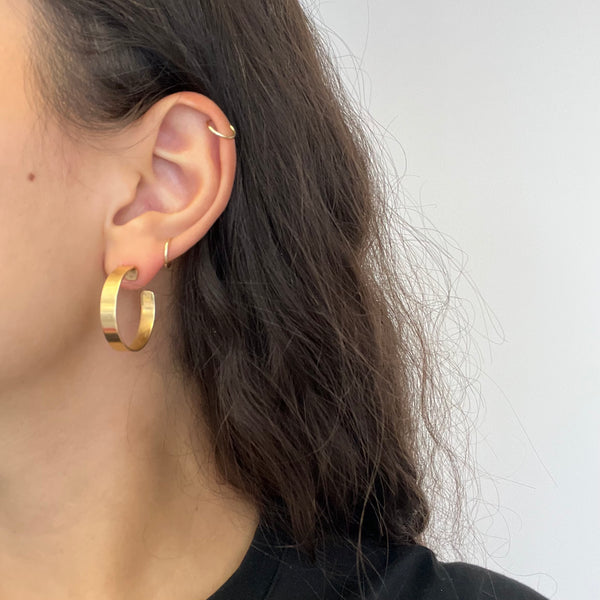 Flat Gold Hoop Earrings