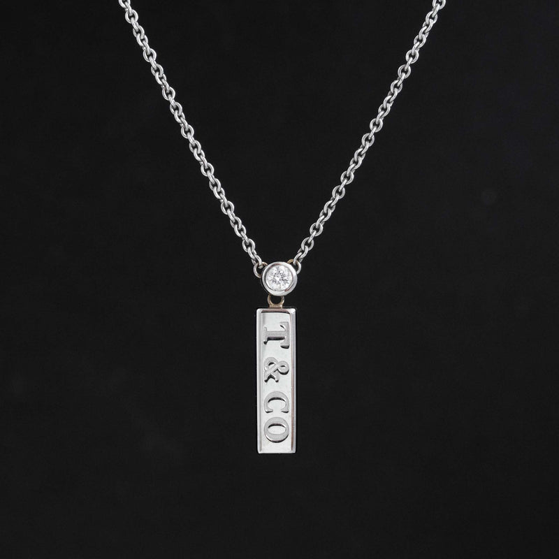 Vintage White Gold Bar Pendant, by Tiffany & Co.