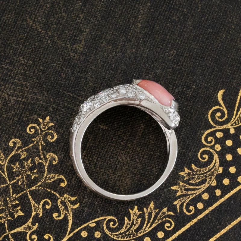 2.37ctw Vintage Conch Pearl & Diamond Ring
