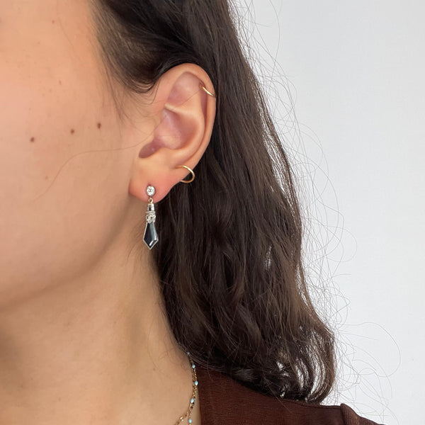 1.88ctw Art Deco Diamond & Sapphire (Syn) Earrings
