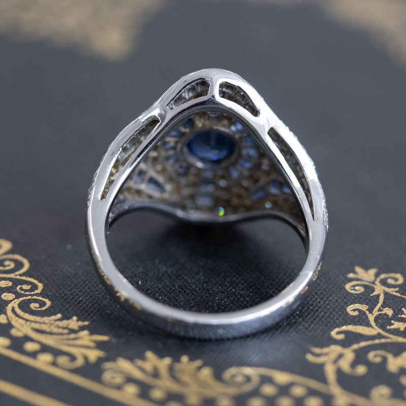 Diamond And Sapphire Art Deco Reproduction Fancy Ring