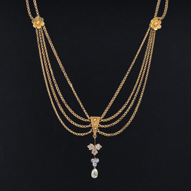 1.03ctw Antique Etruscan Revival Diamond Festoon Necklace