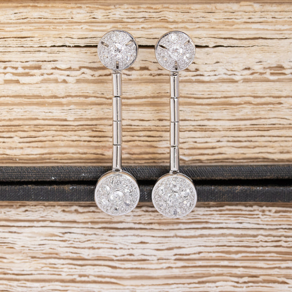 1.75ctw Vintage Diamond Cluster Drop Earrings