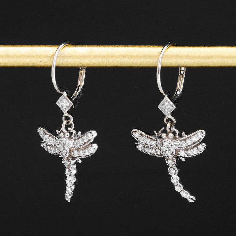 .60ctw Diamond Dragonfly Drop Earrings