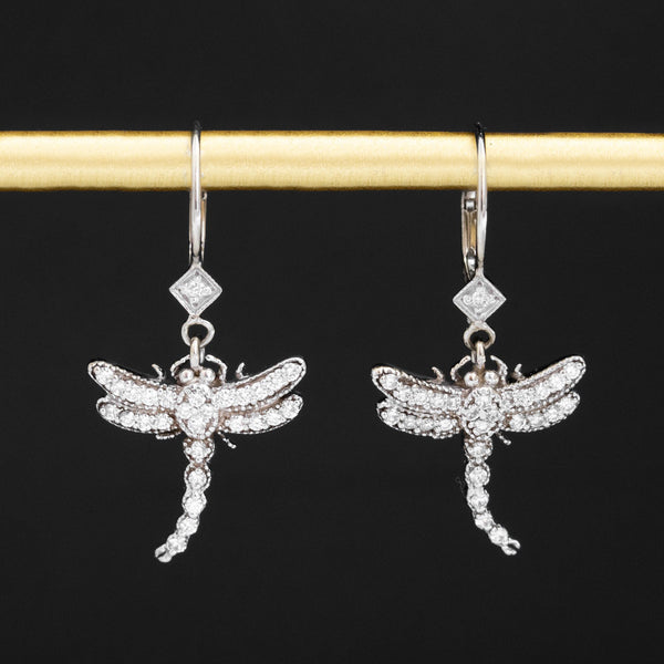 .60ctw Diamond Dragonfly Drop Earrings
