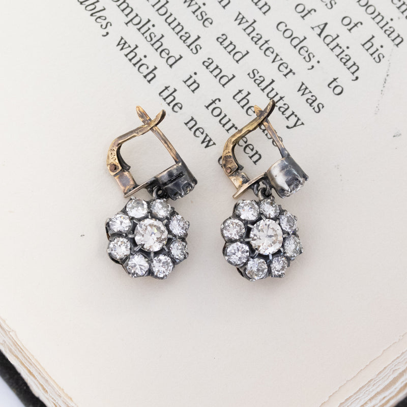 5.11ctw Vintage Diamond Cluster Earrings