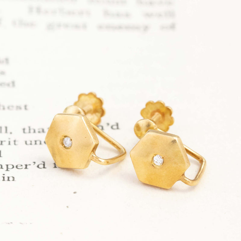 Vintage Diamond Hexagon Earrings, by Cartier