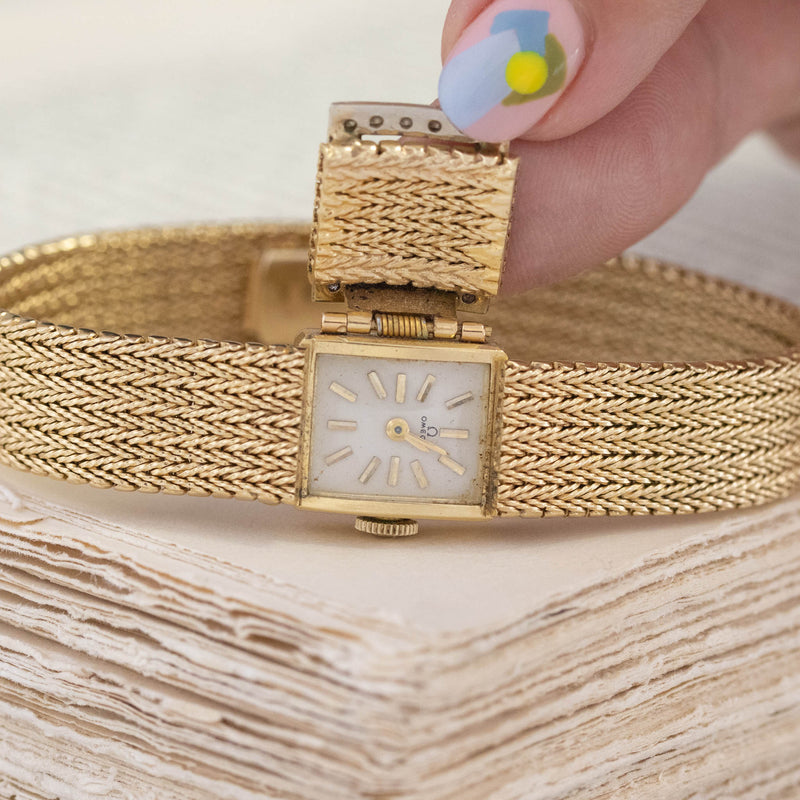 Vintage Diamond Mesh Bracelet Watch, by Omega