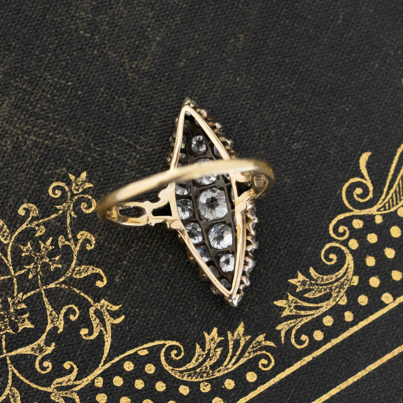 1.60ctw Victorian Old European Cut Diamond Navette Ring