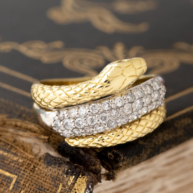 Vintage Diamond Pave Serpent Ring