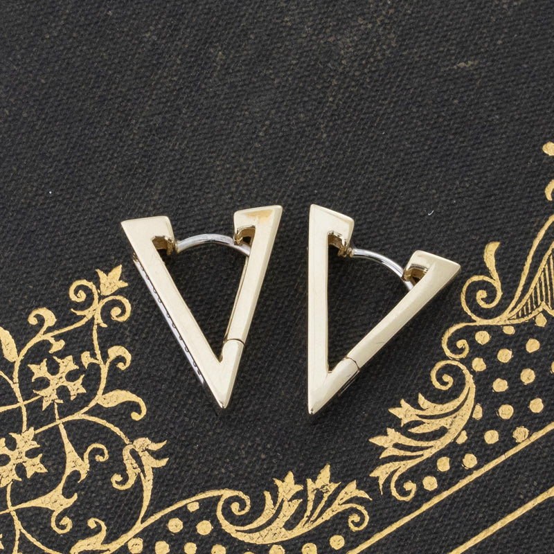 Vintage Diamond "V" Drop Hoop Earrings
