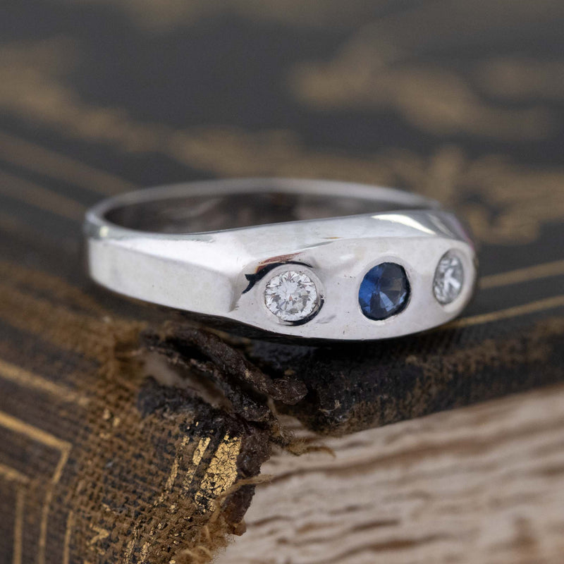 .28ctw Vintage Diamond & Sapphire Chunky Bezel Ring