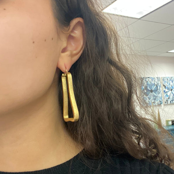 Vintage Freeform Gold Hoops, French