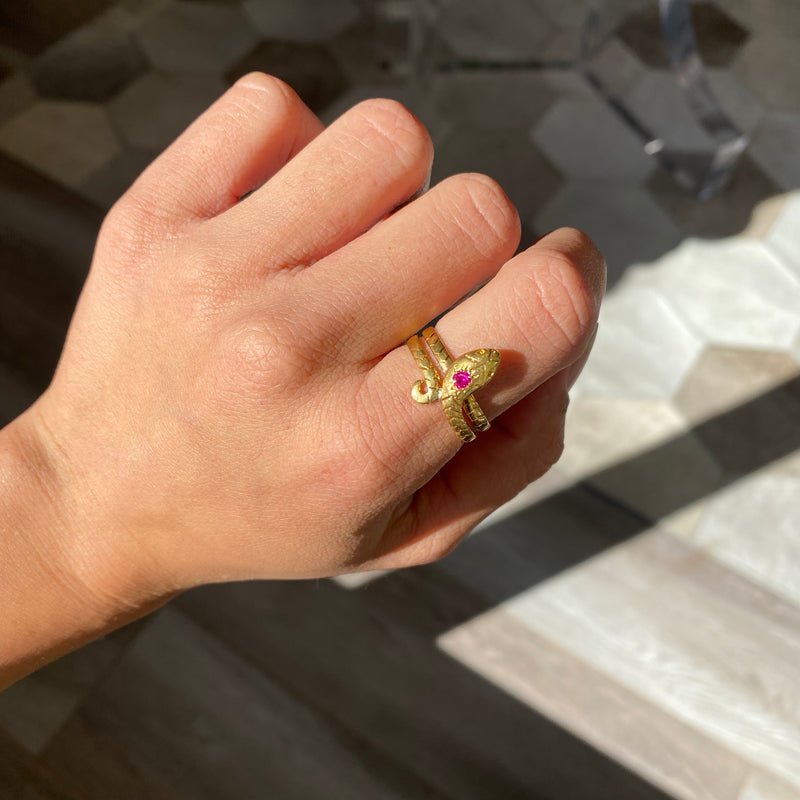 Vintage Gold Serpent Ring, French