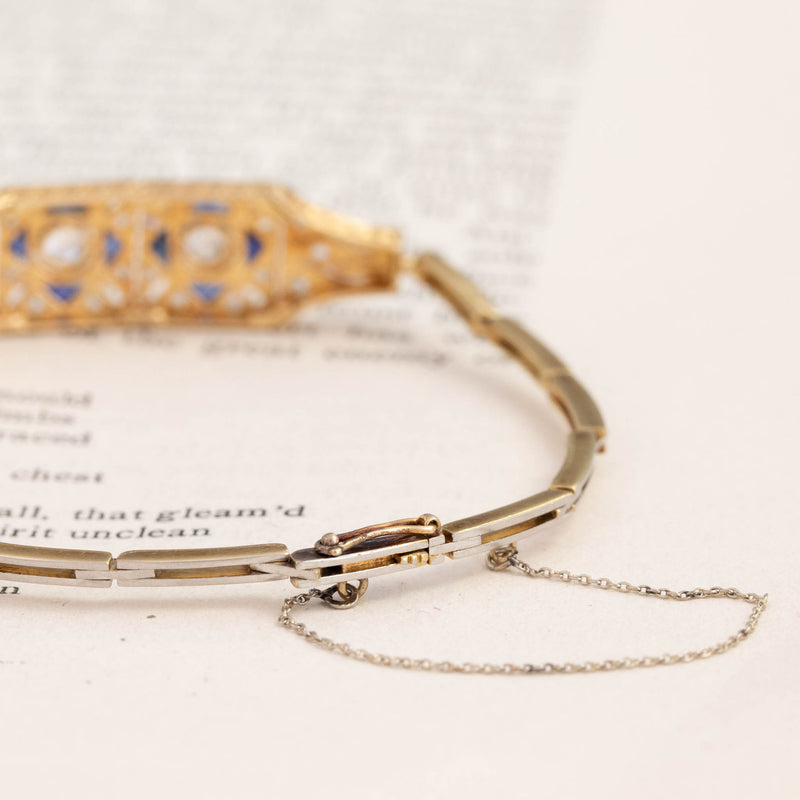 Edwardian Diamond & Sapphire Frame Bracelet
