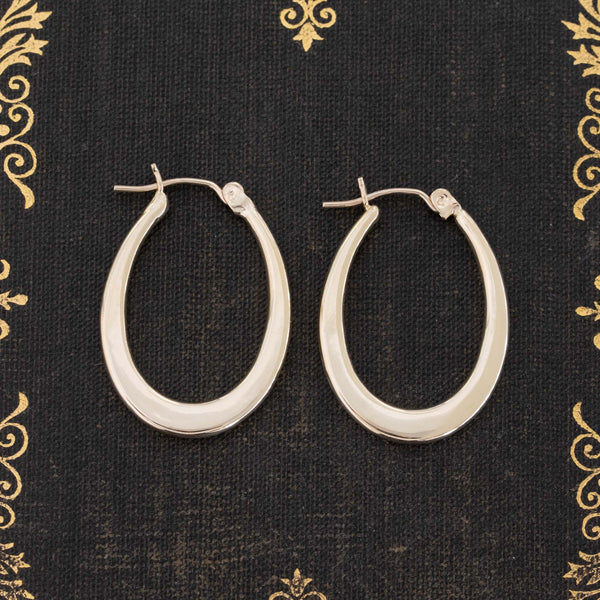 Vintage Elongated Gold Hoop Earrings
