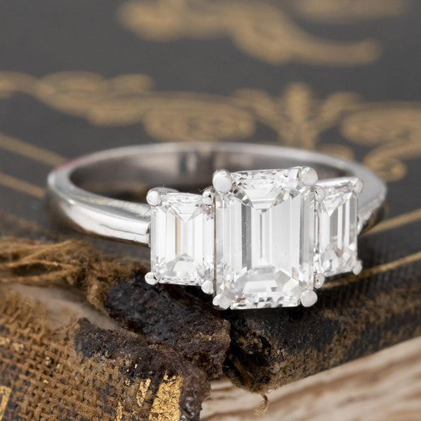 1.95ctw Emerald Cut Diamond Trilogy Ring