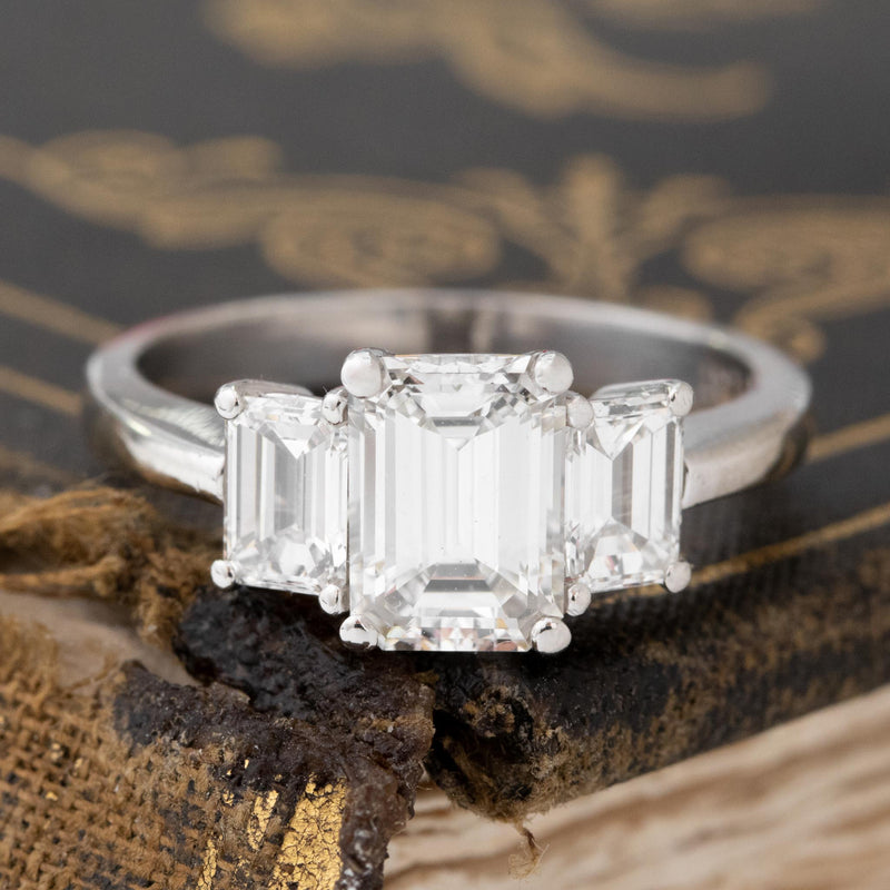 1.95ctw Emerald Cut Diamond Trilogy Ring