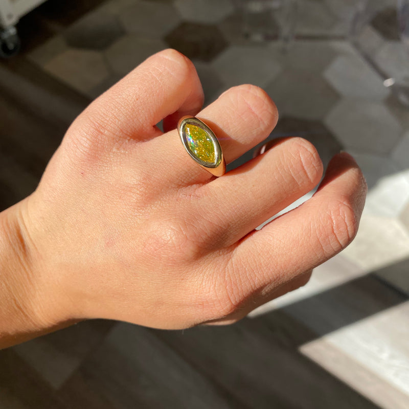 1.67ct Marquise Cut Diamond Bezel Ring, GIA