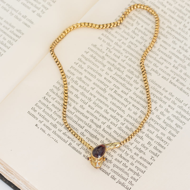 Victorian Garnet Snake Choker Necklace