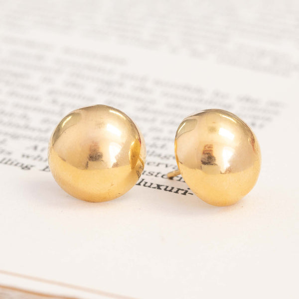 Vintage Gold Button Stud Earrings