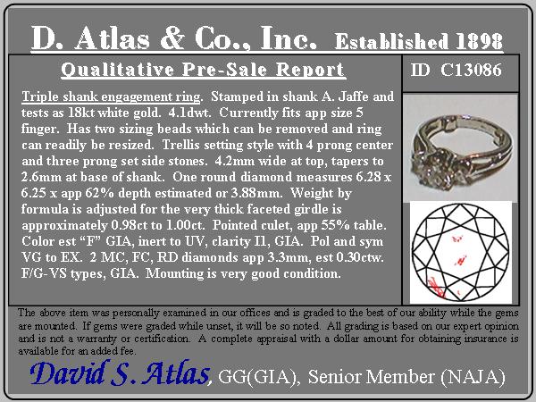 1.30ctw (est) 3-stone Ring by A. Jaffe