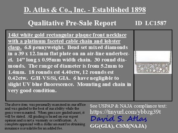 4.82ctw Old European Cut Diamond Bar Pendant