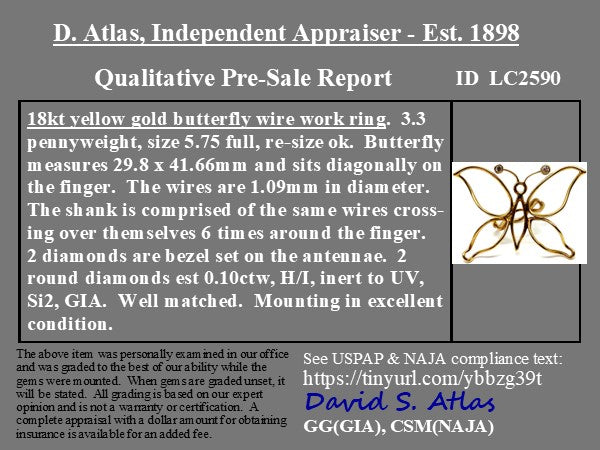 Large Butterfly Motif Diamond Ring