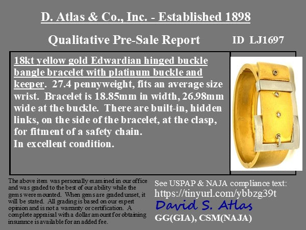 Edwardian-era Gold and Platinum Buckle Bangle