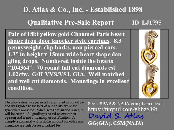 Vintage Diamond Heart Drop Earrings, by Chaumet