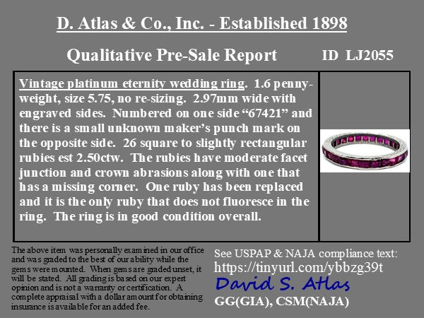 2.50ctw Vintage Ruby Engraved Eternity Ring