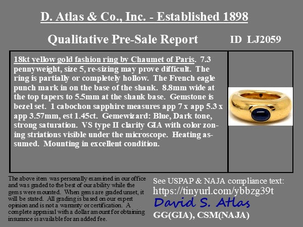 1.45ct Vintage Sapphire Dome Ring, Chaumet Paris