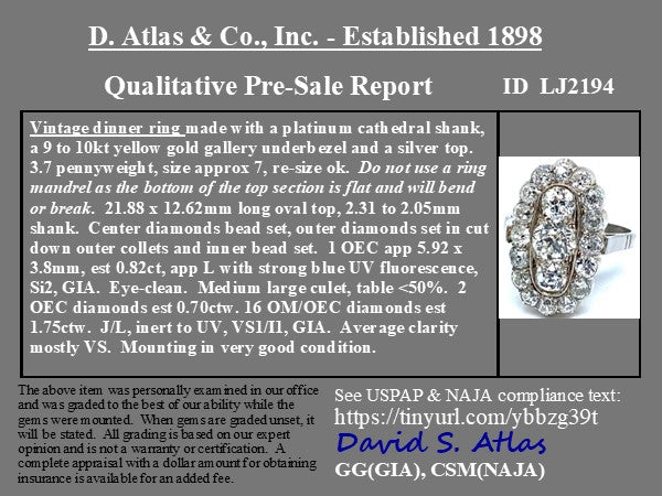 3.27ctw Antique Diamond Cluster Ring