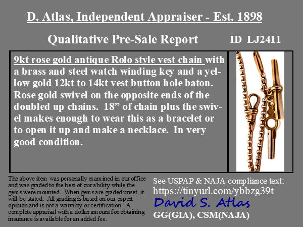 Antique Watch Chain, with Key Fob