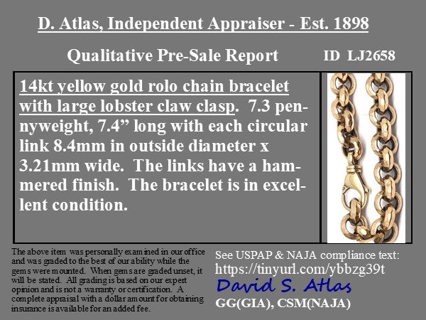 Vintage Rolo Chain Bracelet, 14kt