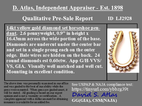 .60ctw Vintage Diamond Horseshoe Pendant