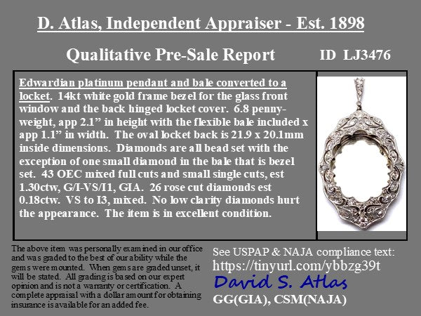 1.48ctw Antique Diamond Locket Pendant