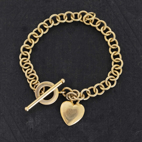 Heart & Toggle Chain Bracelet, 14kt