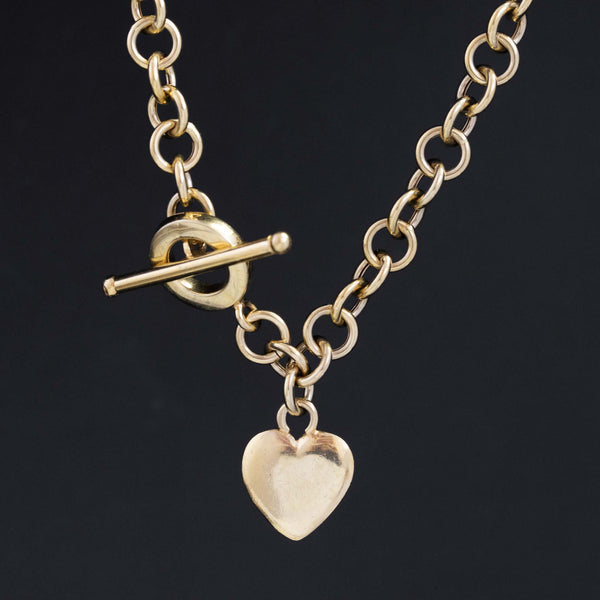 Heart & Toggle Chain Necklace, 14kt
