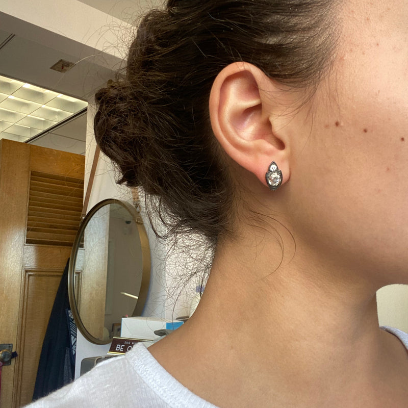 2.31ctw Victorian Diamond Leaf Motif Stud Earrings