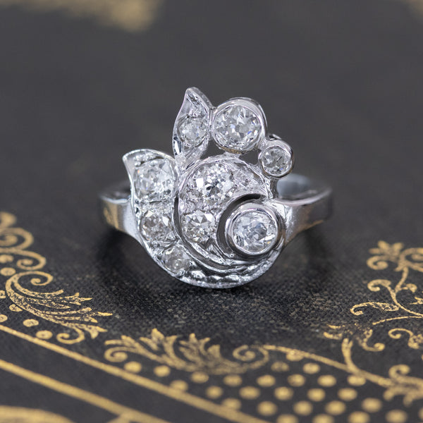 .77ctw Vintage Swirl Motif Diamond Ring