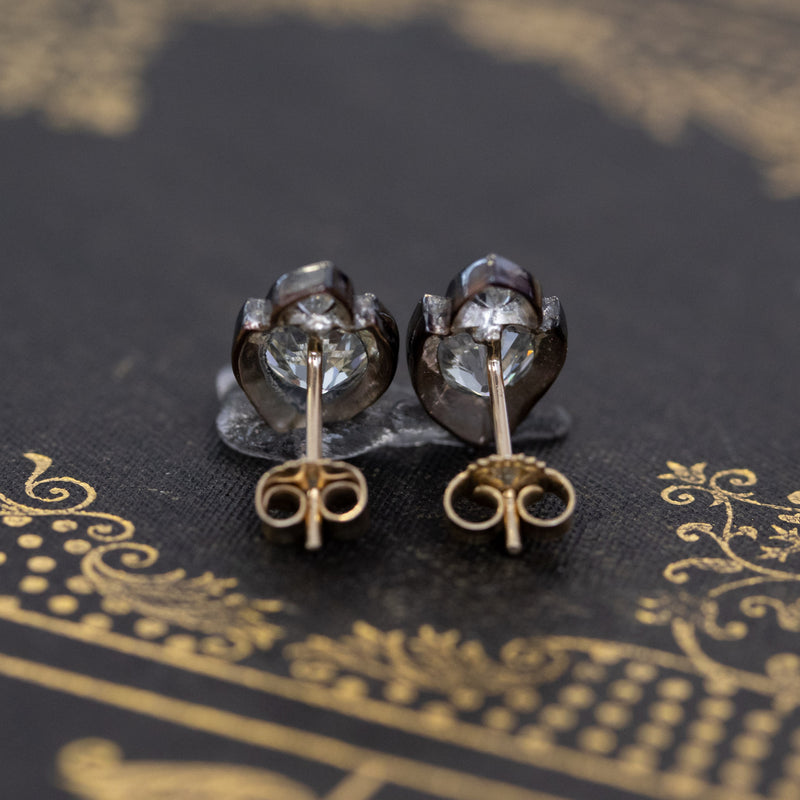 2.31ctw Victorian Diamond Leaf Motif Stud Earrings