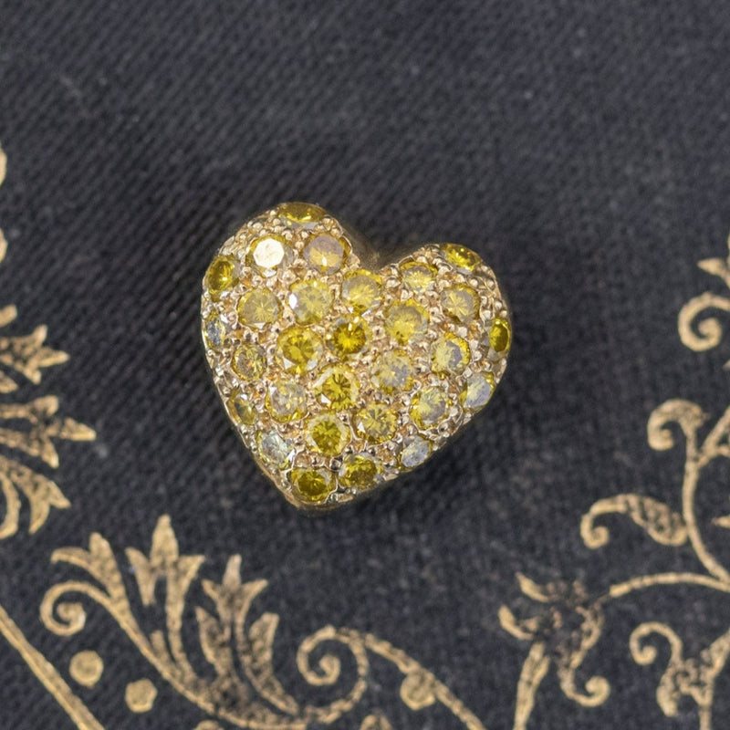.58ctw Fancy Yellow Diamond Pave Heart Pendant