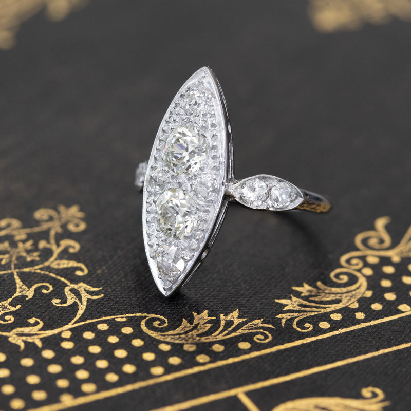 1.27ctw Vintage Diamond Navette Ring