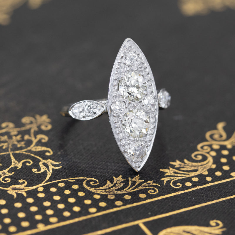 1.27ctw Vintage Diamond Navette Ring