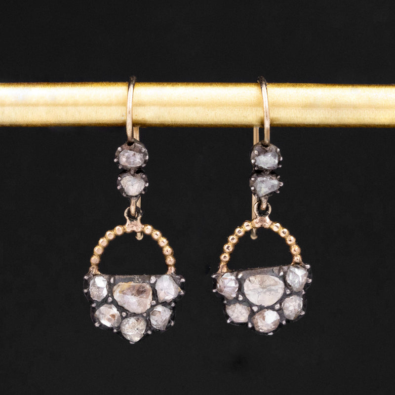 Georgian-era Rose Cut Diamond Dangle Earrings