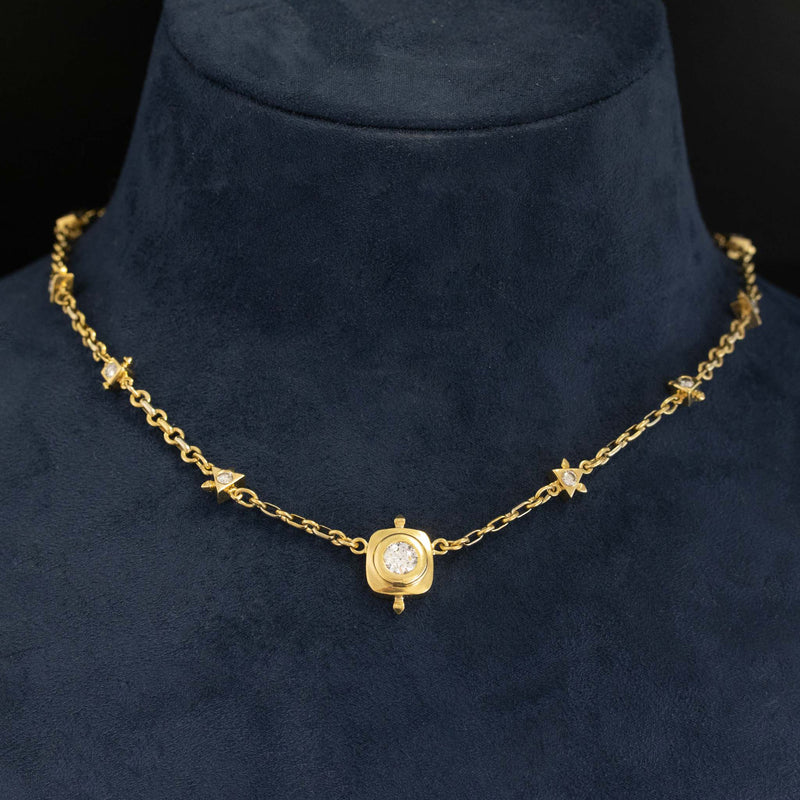 2.35ctw Old European Cut Diamond Bezel Necklace